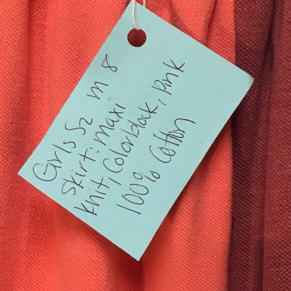 Skirt Girls 8 Maxi Pink Colorblock Knit Cotton Straight Retro Mom and Pop's Kids - Picture 3 of 8